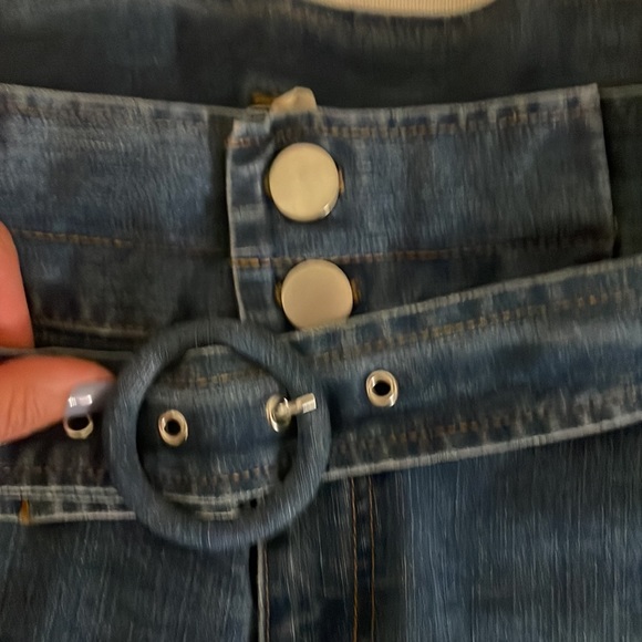 Eloquii Paper Bag High Waist Denim Shorts 18 - Picture 7 of 8